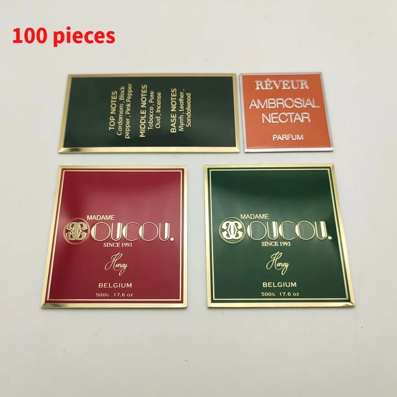 

10 0.Zhang.Custom.Custom cosmetics package fragrance label private foil sticker metal nameplate 3D embossed logo perfu