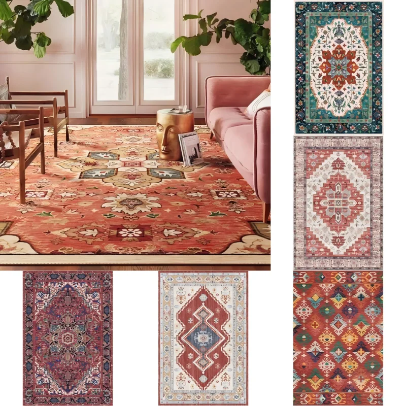Vintage-Teppich im Ethno-Stil für Schlafzimmer, Zuhause, Hotel, weiche Matte, waschbar, Wohnzimmer-Dekoration, Flur, Garderobe, Couchtisch, Teppich