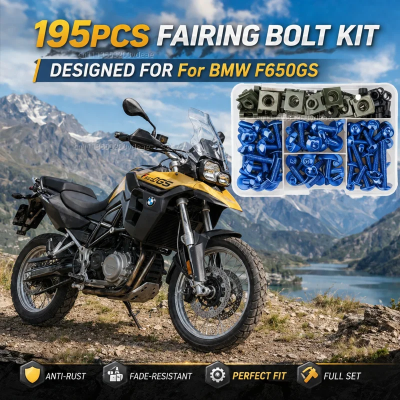 195Pcs Motorcycle Accessories Aluminum Fairing Bolt Screws Kit Nut Clips For BMW F650GS F650 GS F 650 GS All Years CNC Fastener