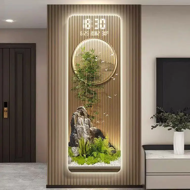 Perpetual calendar living room grille pendant Chinese dragon blood tree porch electronic clock decoration painting