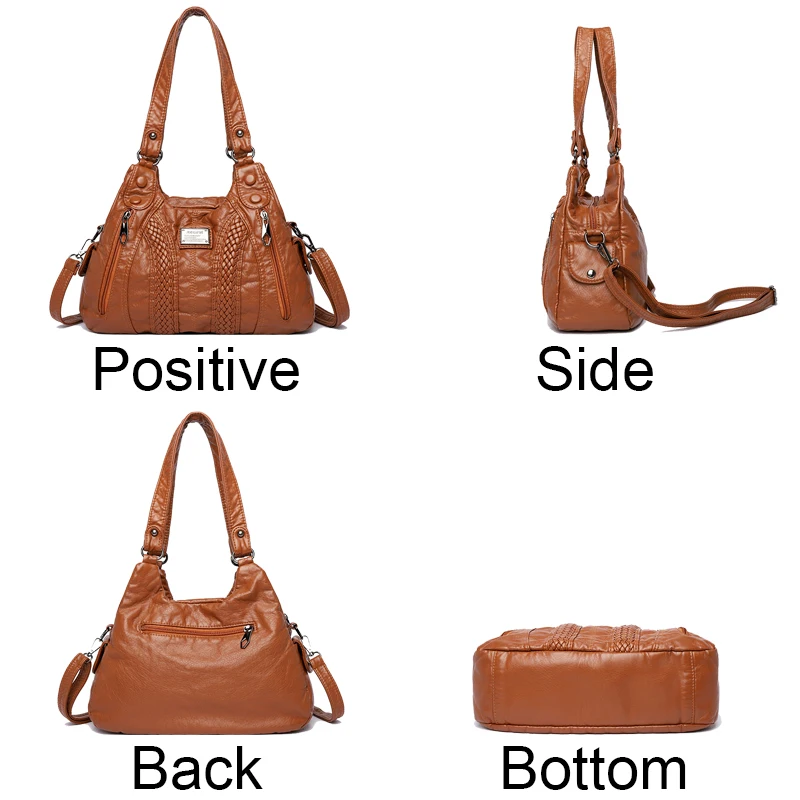 Luxury Pu Leather Messenger Bag Vintage Women Hand Bag Large Capacity Casual Hobo Handbag Purse Female Crossbody Shoulder Bags