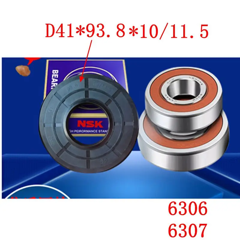 For Samsung drum washing machine Water seal（D41*93.8*10/11.5）+bearings 2 PCs（6306 6307）Oil seal Sealing ring New accessories