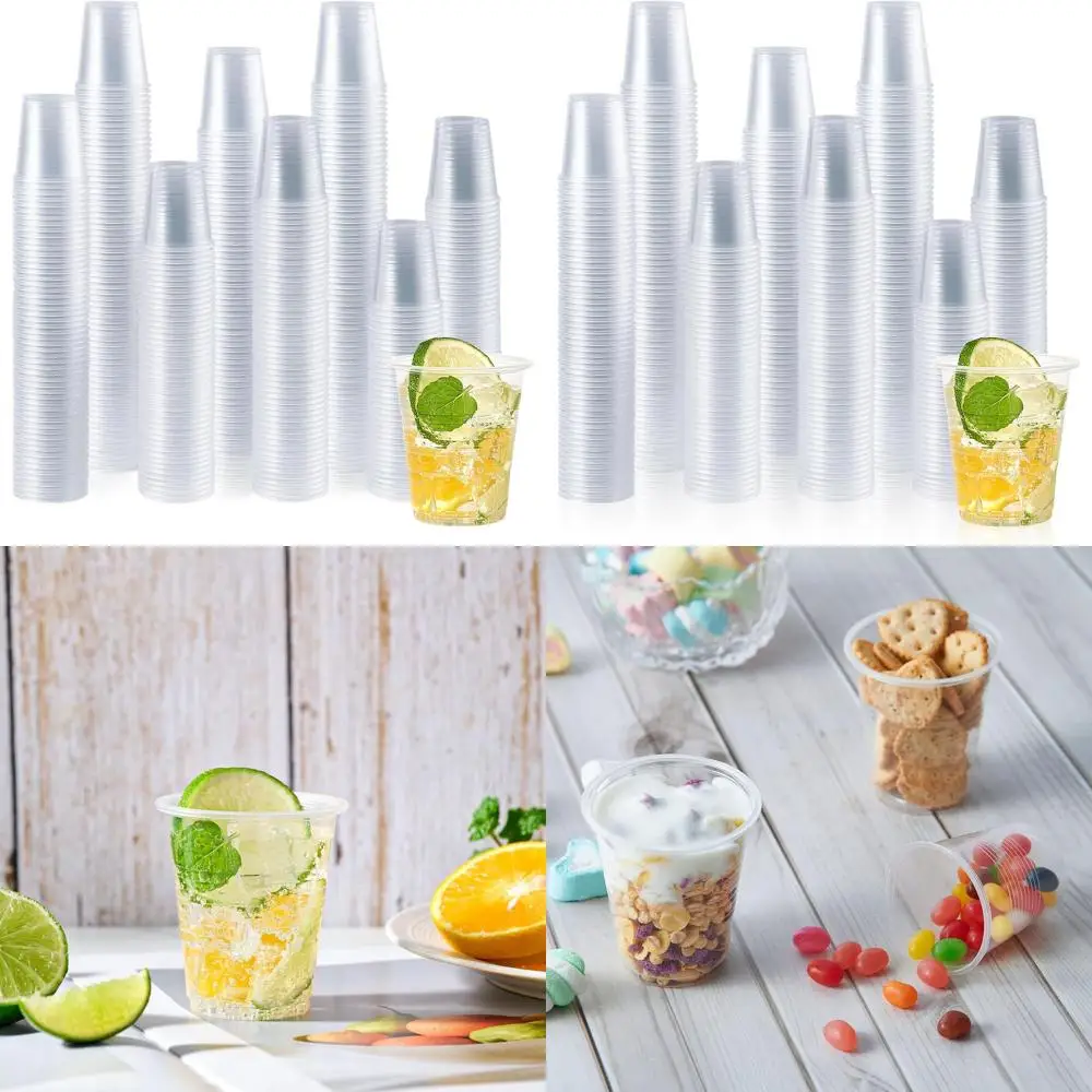 

5 oz Clear Small Plastic Dessert Cups, Disposable Cold Drink Shot Cups for Parties and Office Bathroom Use