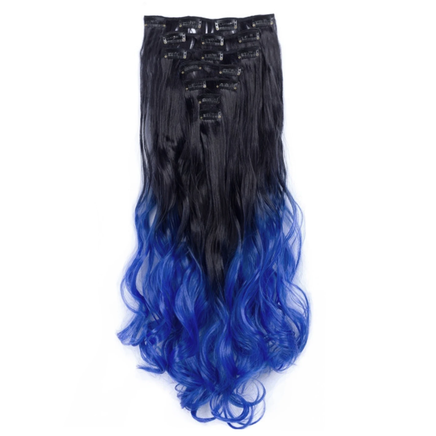 Soowee Synthetic Hair Curly Black To Purple Rainbow Clip In Hair Extension Fake Hair Ins One Piece Violet Extensions