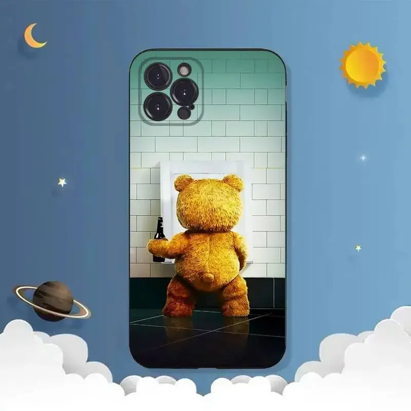 Teddy Bear Movie Ted Phone Case For iPhone 11 12 Mini 13 14 15 PRO XS MAX X XR 6 7 8 Plus Black Shell