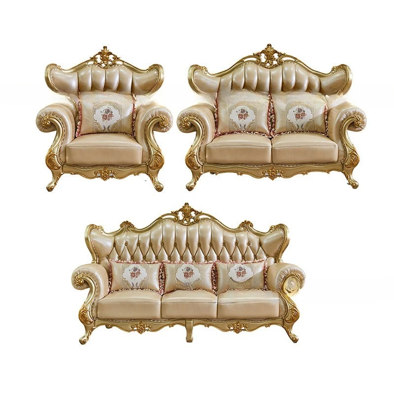 

European style leather sofa furniture luxury whole house full set high-end living room set European and American