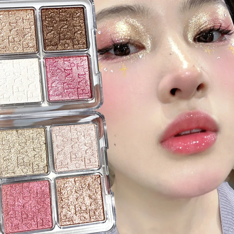 Стойкий хайлайтер, палитра теней для век с бриллиантами, водостойкий Блестящий высокоглянцевый бронзер для лица, хайлайтер, Осветляющий контурирующий макияж