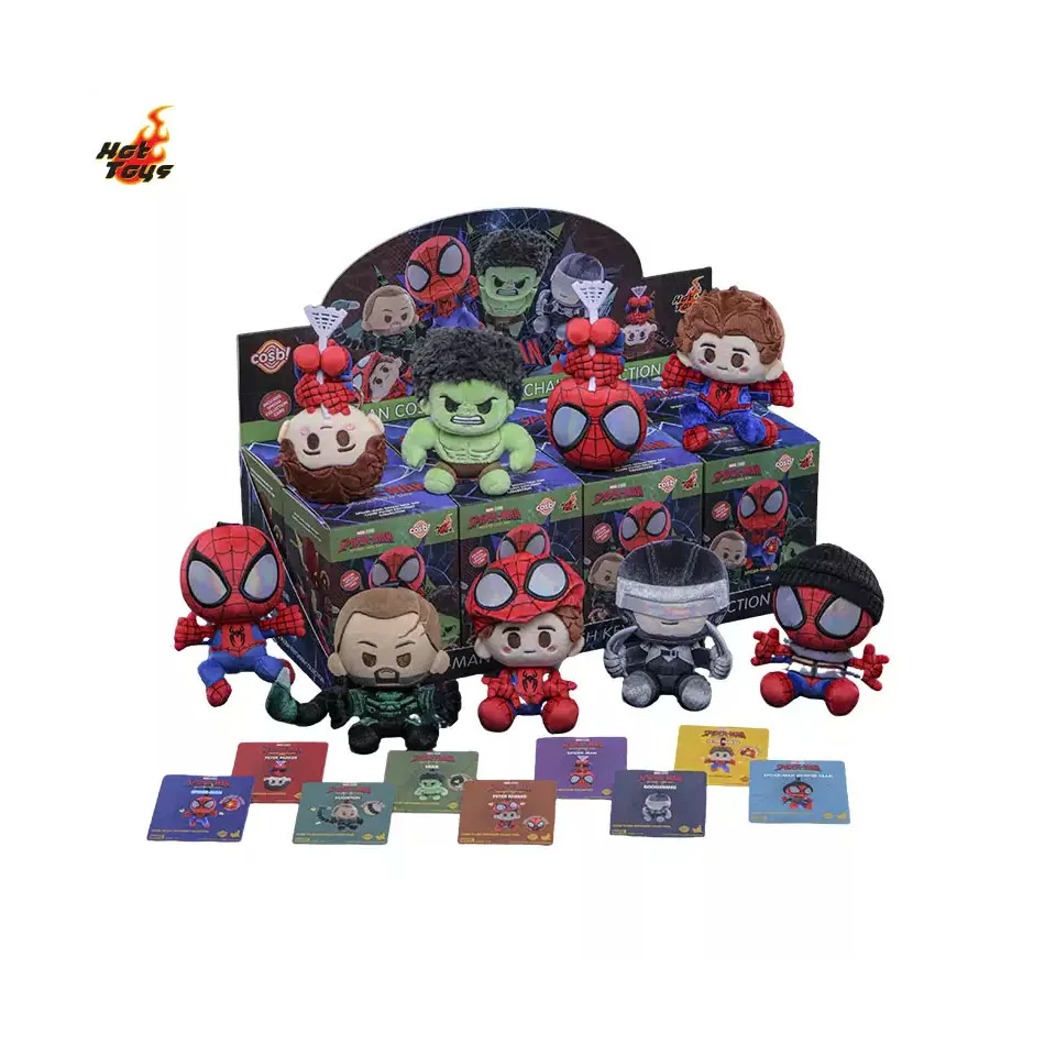 Authentic Hot Toys Cosbi Spider Man Brand New Day Soft Blind Box Collection Anime Figurine Keychain Pendant Doll Ornament Gift