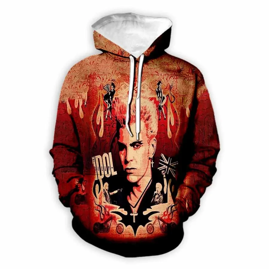 Billy Idol 3D Printed Fashion Hoodies Hooded Sweatshirts Harajuku Hoodie Sweatshirts Tops Clothing for Women/men  E1