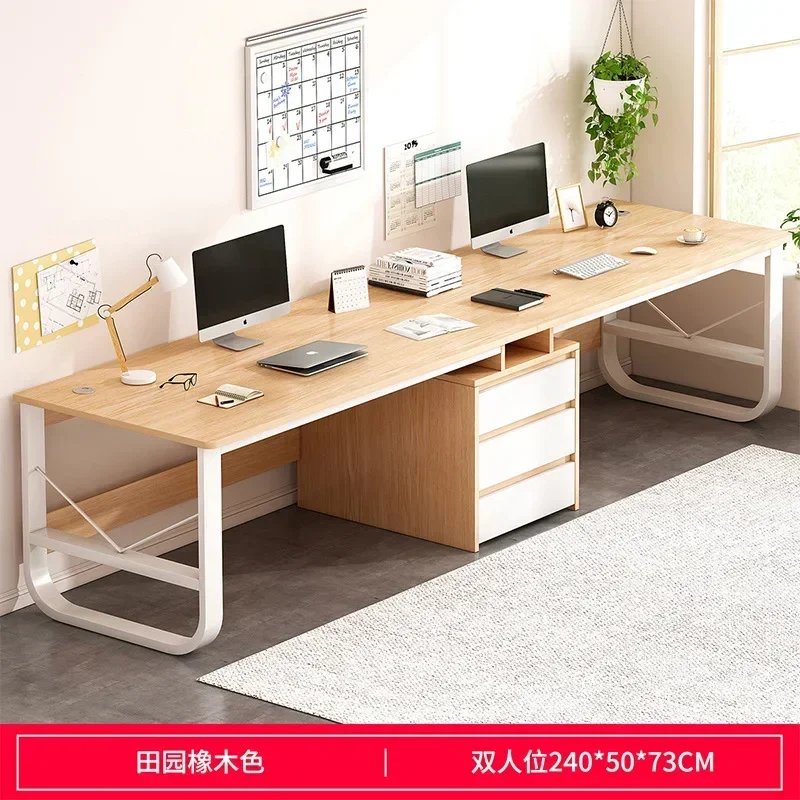 78 Inch Extra Long Desk, Double Desk with 2 Drawers, Two Person Desk Long Computer Desk with Storage Shelves, Writing Table