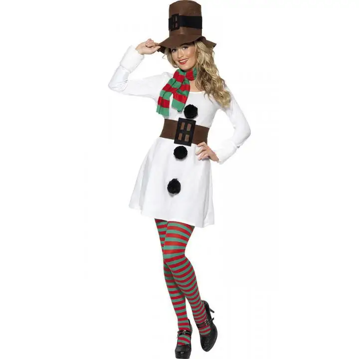 Costume de Couple blanc S Claus loween Cisas, ensemble de vêtements pour hommes adultes, Costume de bonhomme de neige, Costume de scène ethnique pour dames...