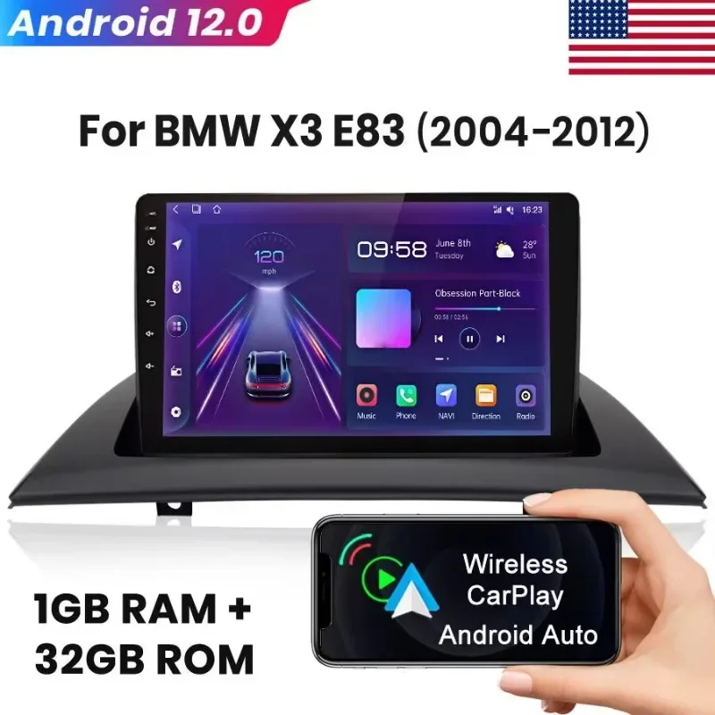 9Inch Car-Play Car Stereo Radio GPS Navi Wifi 2+32G Android 13 Compatible for X3 E83 2004-2012