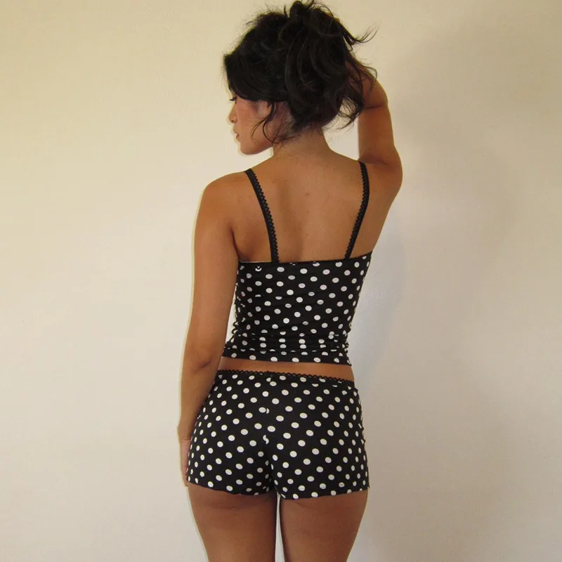 

Pure Desire Polka Dot Color Block Sexy Slim Fit Short Shorts Casual Home Set Women's Fashion Spring Autumn Winter Set