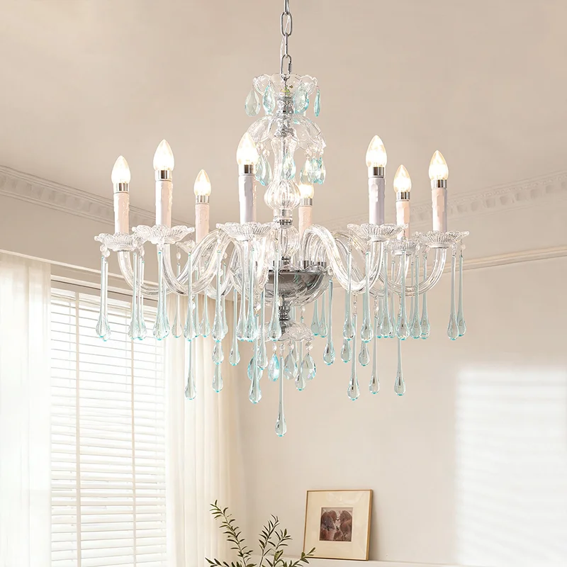 Luxury European Candle E14 Chandelier Living Room Lustre Crystal Led Pendant Lights Home Decor Led Luminarias Glass Arm Lighting
