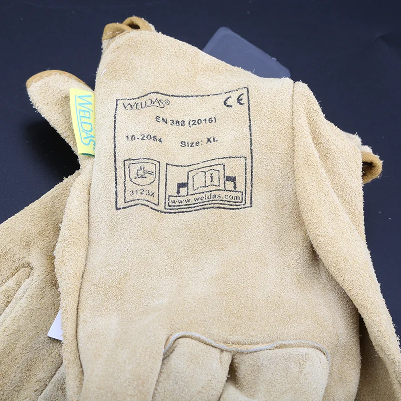 Guanto per saldatura WELDAS allunga guanti ignifughi in pelle di mucca resistenti al calore guanti per saldatura guanti protettivi per saldatori