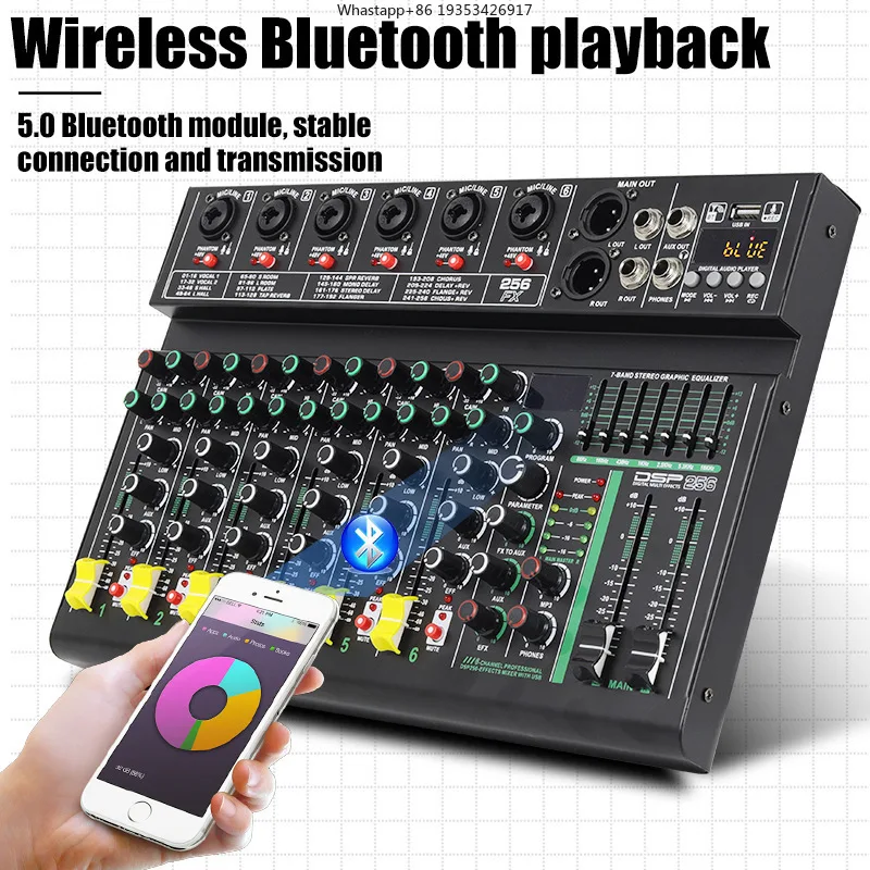 

New FT4 professional mixer is 4CH 6CH wireless Bluetooth for 256DSP effect 48V power supply stage performance singing