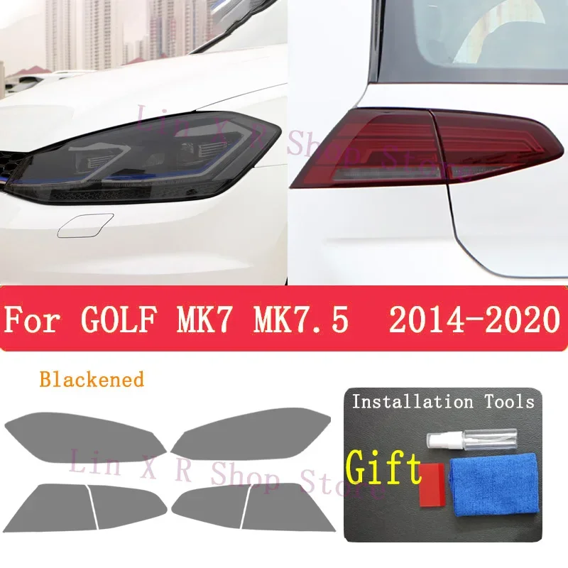 

Car Headlight Protection Tint Anti-Scratch Black Protective Film TPU Stickers For Volkswagen Golf 7 MK7 2014-2020 Accessories