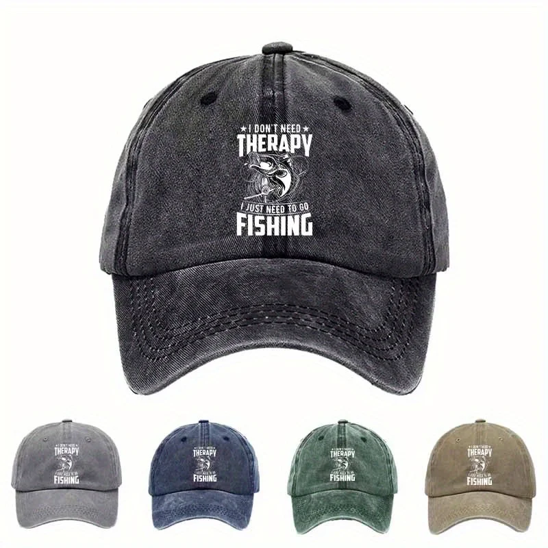 

Fishing Theme Printed Baseball Cap, Dynamic Leaping Fish Silhouette Print, Fishing Outfit, Camping Leisure, Outdoor Activities,