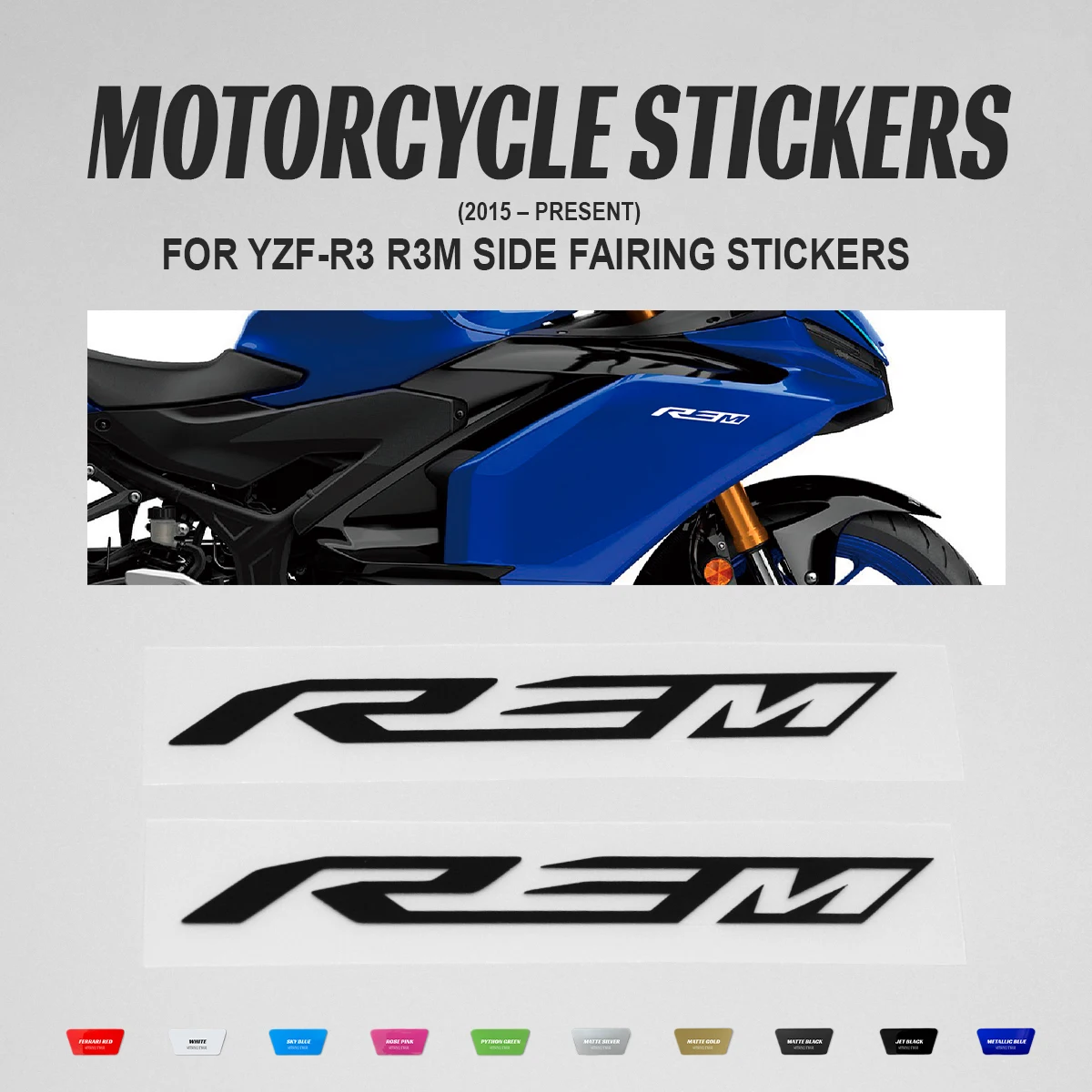 For Yamaha R3 All Years New 2Pcs Sport Motorcycle R3M Decal Sticker Fairing Body Side Vinyl Emblem Waterproof Tuning Accessories