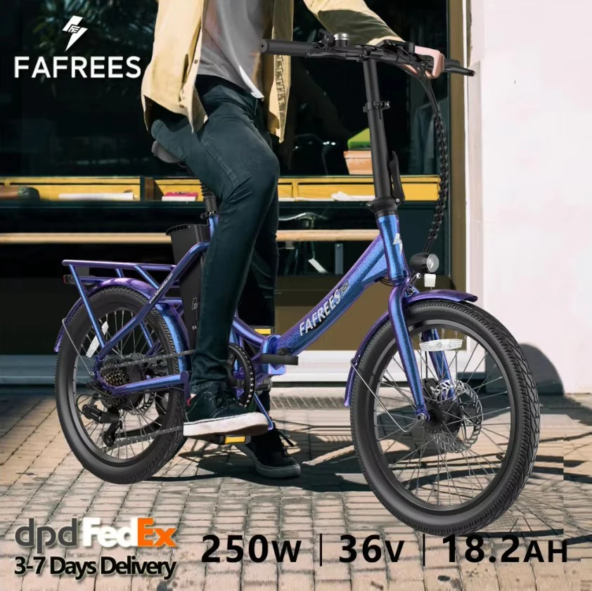 Fafrees F20 Lasting Klappbar Elektrofahrräder Mit 36V 18,2Ah Abnehmbarem Akku, 20 Zoll MTB Mountainbike für Erwachsene, 7-Gang, 25 km/h und 60–90km Reichweite