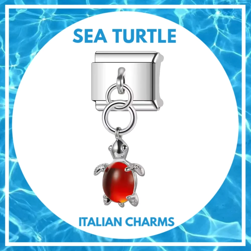 1pc Murano Glass Sea Blue Turtle Italian Charm Fit 9mm Stainless Steel Bracelet Fashion Jewelry