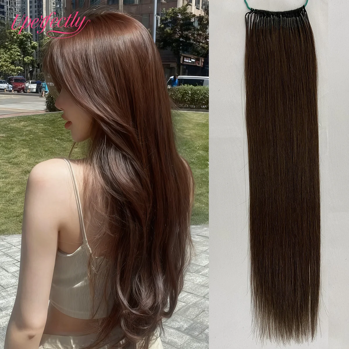 

Uperfectly Double-Line Натуральные человеческие волосы Корейская хлопчатобумажная нить Близнецы I-Tip Европейские волосы Remy Вязание крючком Плетение волос