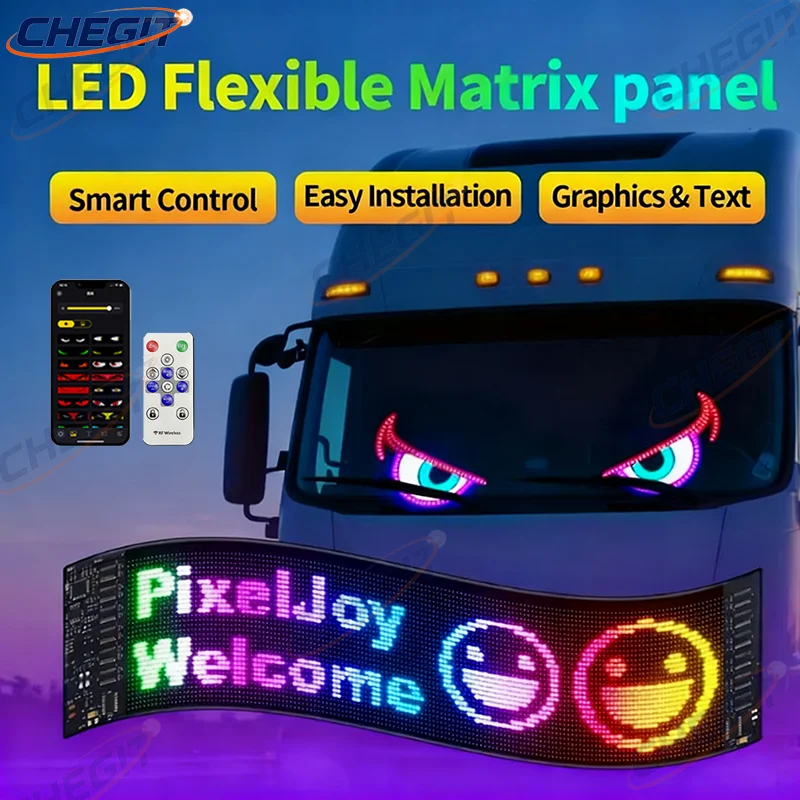 USB индивидуальный текстовый узор светодиодные глаза для грузовика программируемый дисплей управление приложением прокрутка рекламный знак «Глаз дьявола» автомобиля