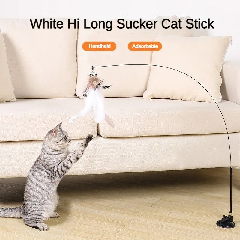 Feder Katze Spielzeug Saugnapf Biss beständige Katze Flirt Stick mit Glocke lustige abnehmbare interaktive Langeweile Erleichterung Katzen spielzeug