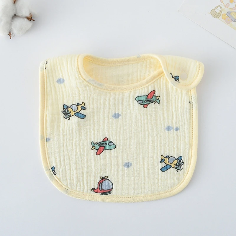 New Gauze U-shaped Baby Bibs Cute Cartoon 6 Layers Cotton Saliva Towel Newborn Burp Scarf for Boy Girl Cotton Feeding Drool Bib