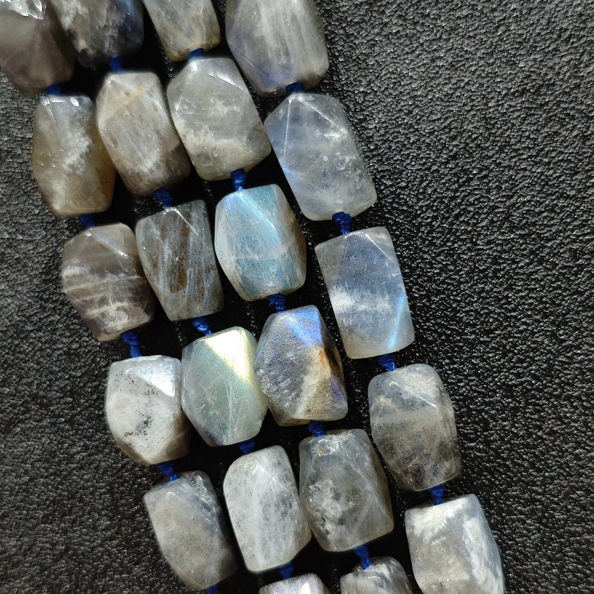 Large Moonstone Faceted Nugget Beads Wholesale Rough Column Loose Gemstone White Crystal Strand for Designer DIY Jewelry