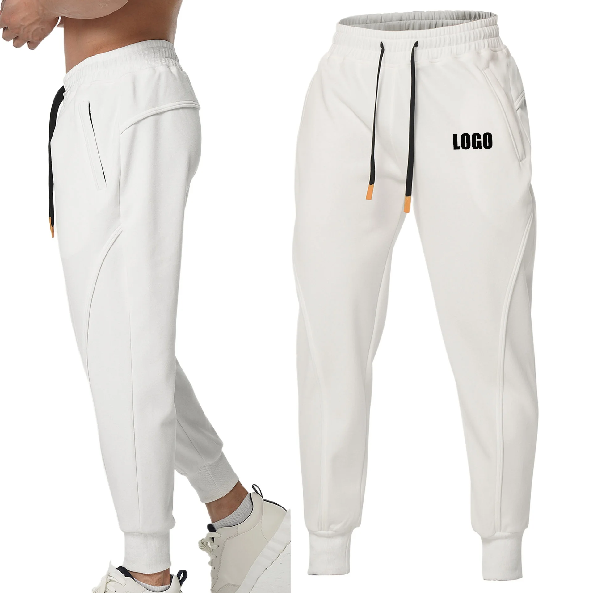 

Customized LOGO men's autumn new sports running fitness daily leisure training zipper pocket trousers