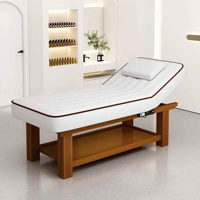 

Beauty Latex Massage Tables Face Spa Thai Style Wooden Massage Tables Pedicure Soft Cushion Furniture Mesa De Massagem MHAMC