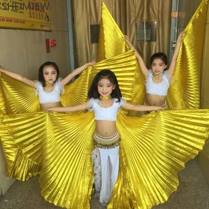 Belly Dance 360° Golden Wings Isis Wings Accessories Cosplay Bollywood Oriental Egyptian Dance Children Girls Golden Costume