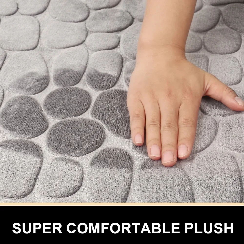 1PC Bathroom Floor Mat Pebble Embossed Carpet Curved Scalloped Mat Non-slip Area Rug Absorbent Floor-Mat Toilet Shower Bath Mats