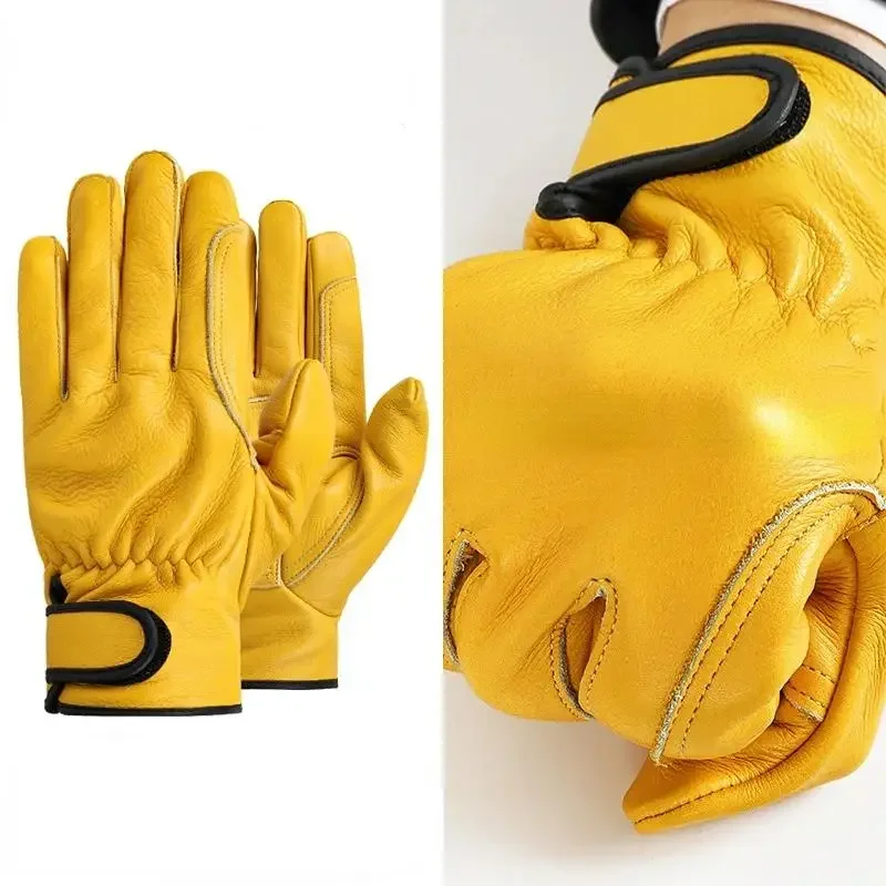 Cowhide Leather Workers Work Welding Safety Protection Garden Sports Motorcycle Driver Wear-resistant Gardening Gloves