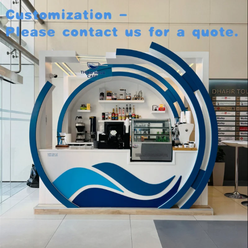 

на заказ.Кофейный киоск Дизайн стойки Деревянный современный Крытый кофейня Мебельный киоск Внутренний макет Дизайн Кофейный киоск