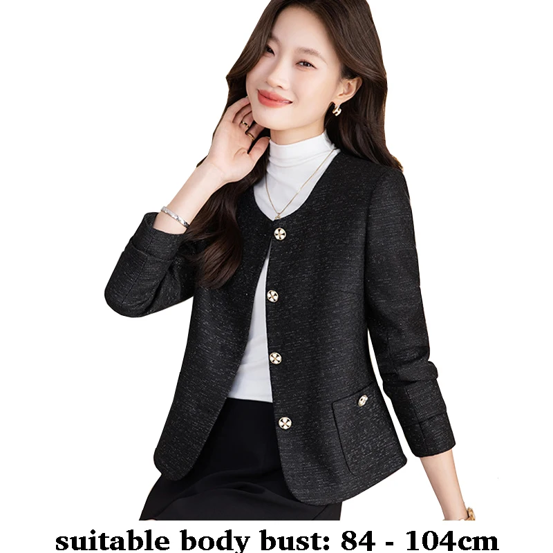 

High quality women blazer straight shape jacket O neck button autumn winter 2025 elegant office clothes purple white black