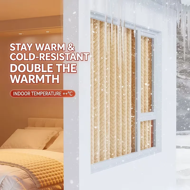 1pc Cold Resistant Thermal Curtain, Chevron Pattern Thick Plush Window Drape, Double Warmth Windproof Insulating Curtain