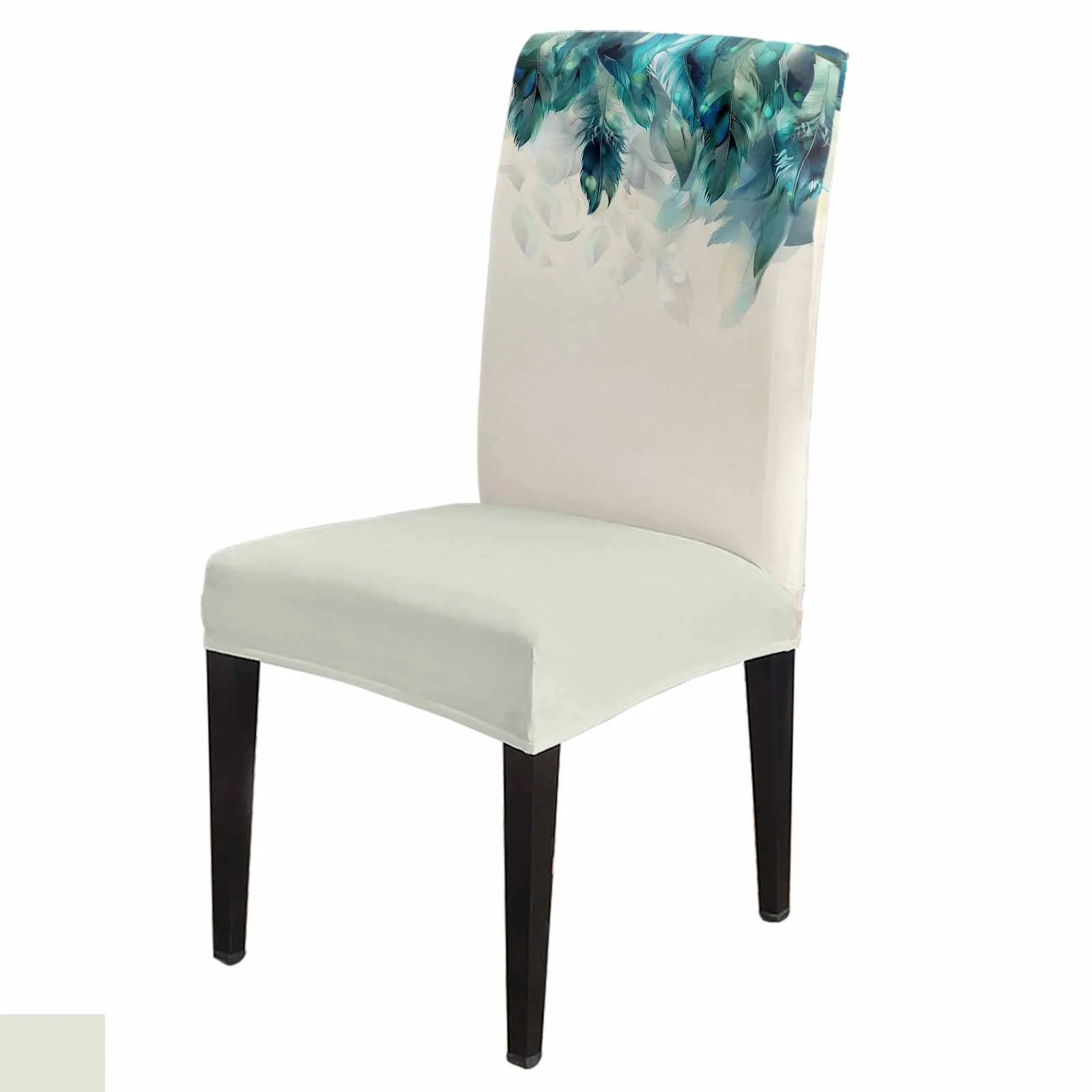 

Peacock Feather Stretch Chair Cover Hotel Dining Room Banquet Wedding Party Elastic Seat Chair Covers