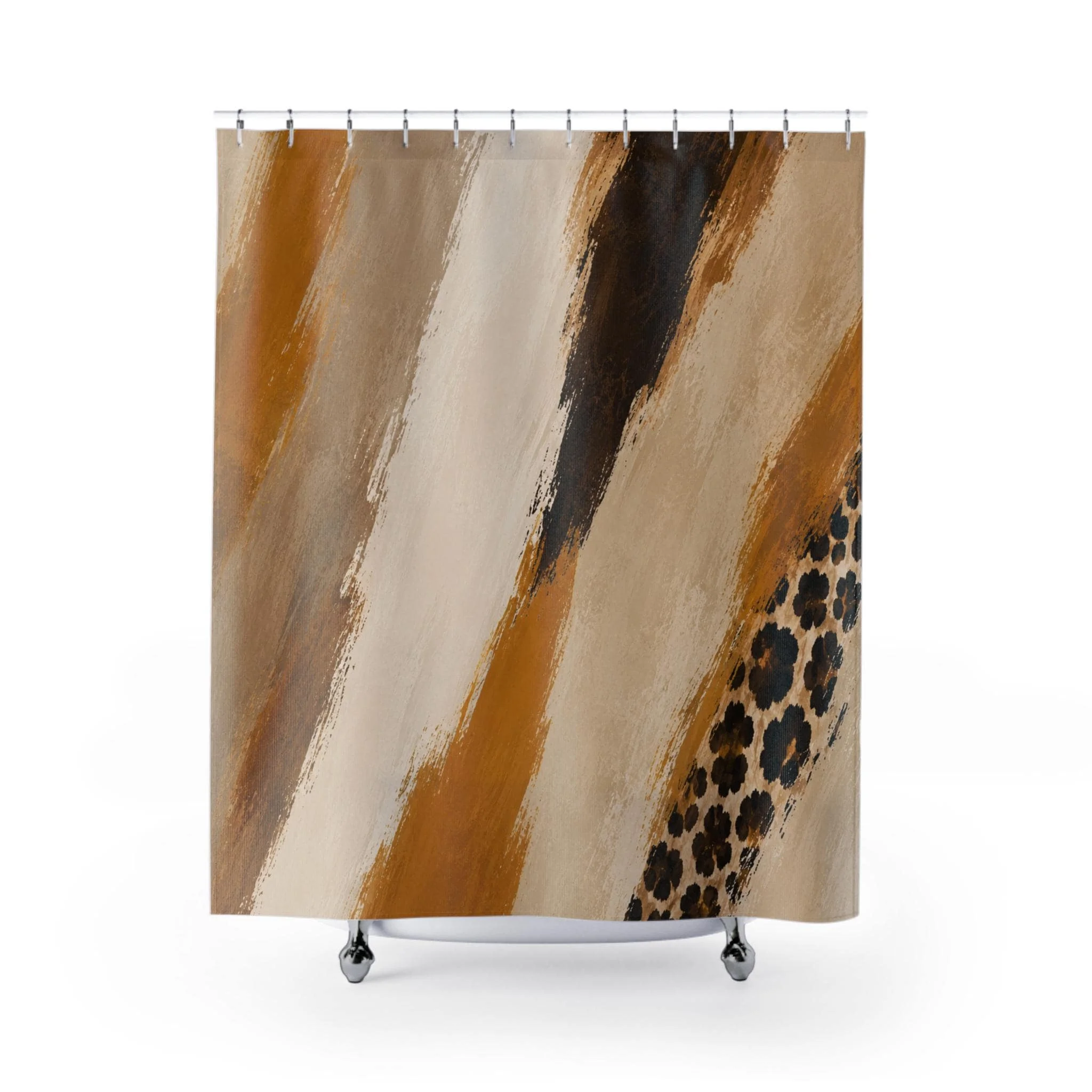 Modern Gold Abstract Bathroom Shower Curtain Waterproof Shower Curtain Liner for Master Bathroom Decor