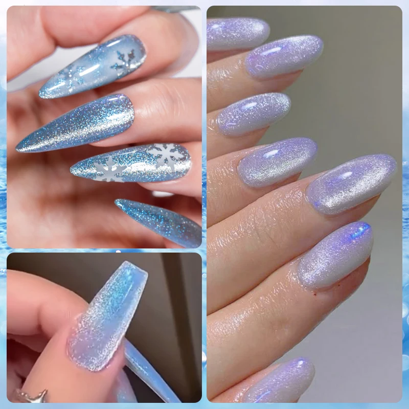 7ml aurora gato azul gel magnético unha polonês brilho holográfico glitter semi permanente gel uv embeber fora verniz da arte do prego diy