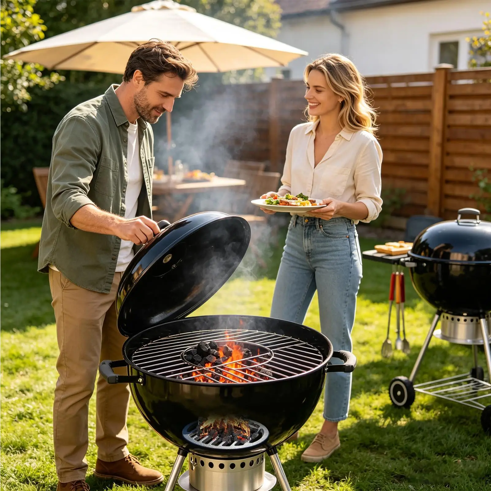 Round Grill Grate Round Cast Iron BBQ Cooking Rack Replacement Cooking Grate for Camping Outdoor Backyard Patio Garden Park
