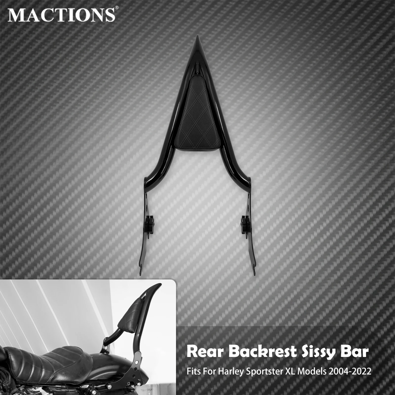 

Motorcycle Rear Backrest Passenger Sissy Bar Detachable Back Rest For Harley Sportster XL 1200 48 72 883 Iron Super Low 04-2022