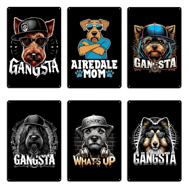 الأيرلندية جحر العصابات العصابات الكلب هدية Airedale جحر أمي النبيلة الموالية والمحبة تصميم معدني جدار ديكور تين تسجيل ملصق #1