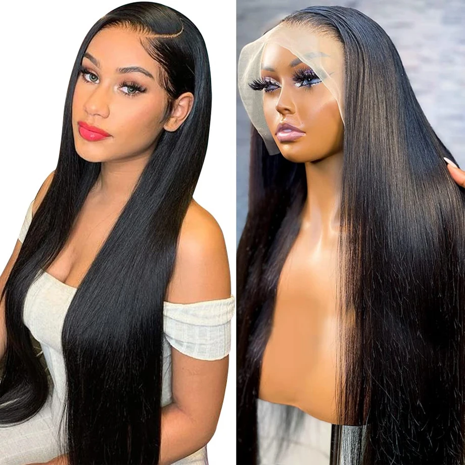 180% HD Straight 13x6 13x4 Lace Front Human Hair Wig Transparent Brazilian Remy 30 32 Inch 4x4 Lace Frontal Wig For Women