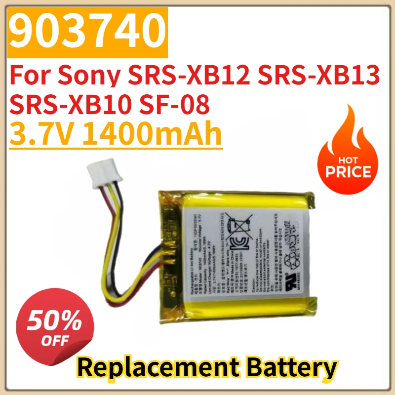 

Высококачественный новый аккумулятор 3.7V 1400mAh 903740 для Bluetooth-колонок Sony SRS-XB12, SRS-XB13, SRS-XB10, SF-08