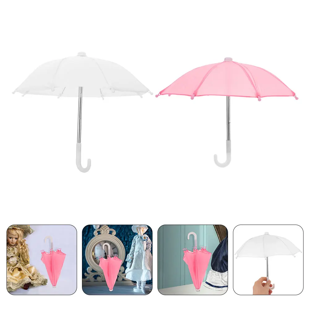 

2 Pcs Umbrella Accessories Prop Decorative Miniature Toy Dollhouse Plastic