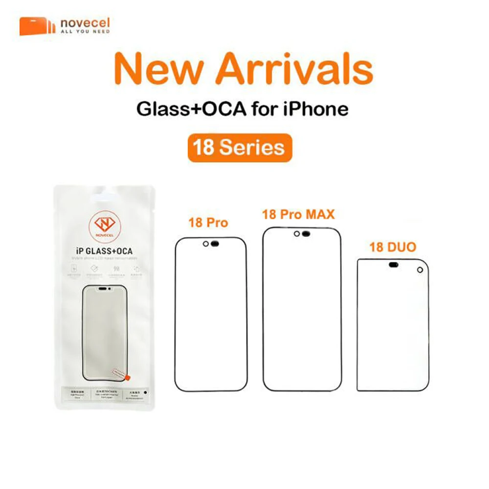 Novecel 10 szt. Zewnętrzne szkło ekranu + OCA + Ramka obudowy do Apple iPhone 18 17 Pro 12 13 14 15 16 Pro Max Plus Panel soczewki ekranu — zdjęcie produktu 7