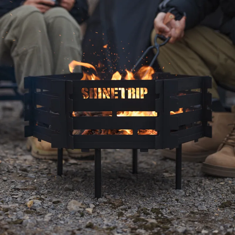 Outdoor Camping Fire Stove ShineTrip Detachable Portable High Temperature Resistant Thickened Carbon Steel Burning Stove Grill