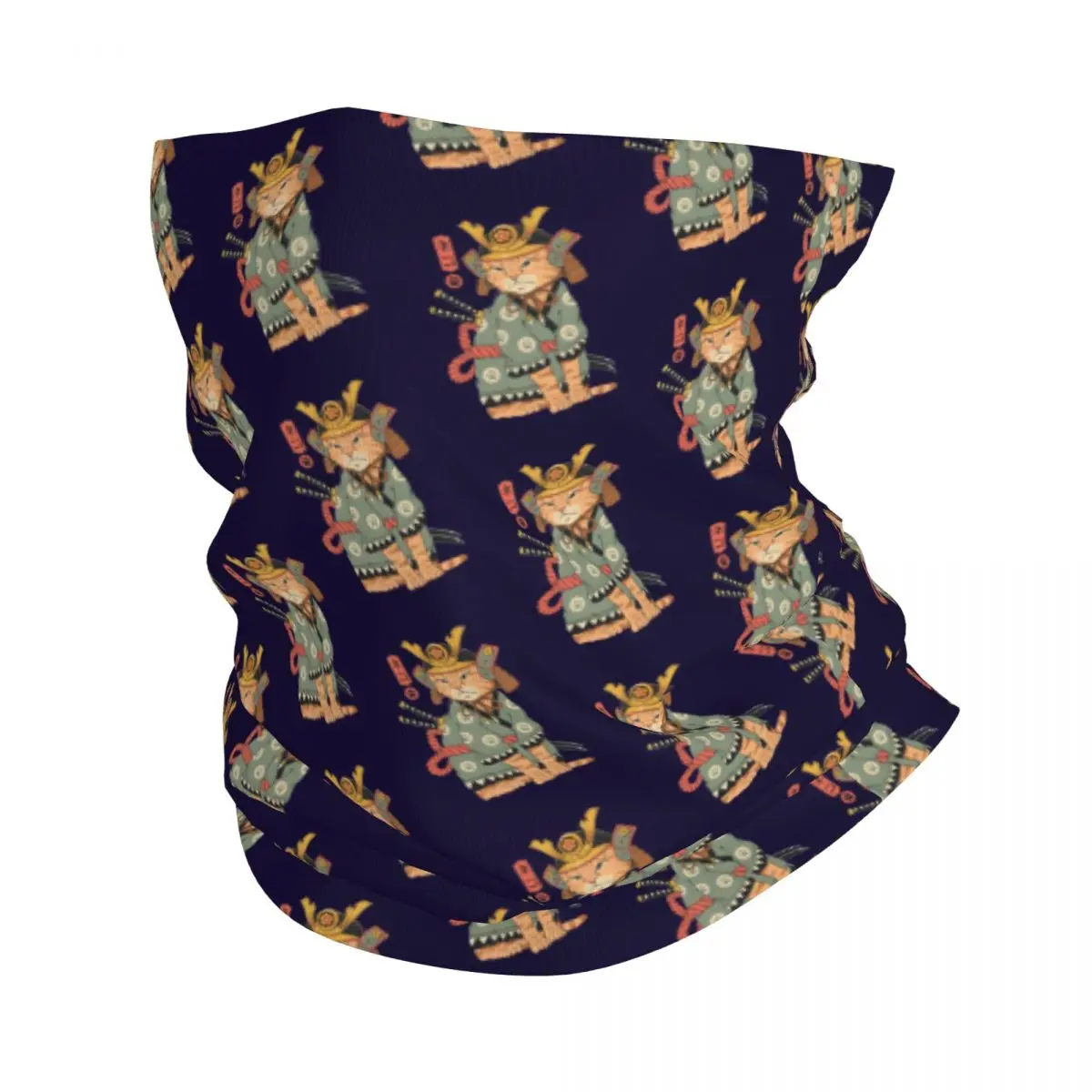 Kawaii Samurai Cat S-Samurai Bandana Neck Cover Printed Motocross Wrap Scarf Balaclava Riding Unisex Adult Windproof